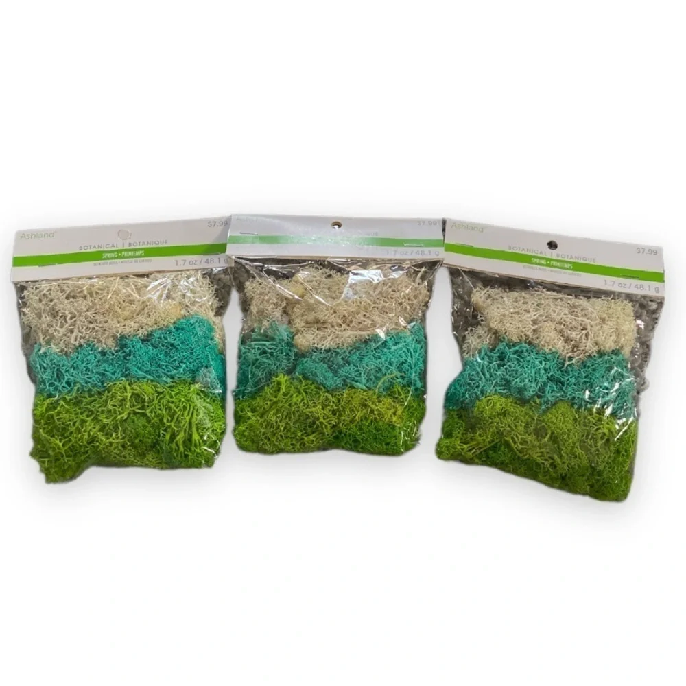 Ashland decor moss in bright green Turquoise and cream lot of three